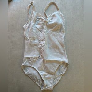 Wear Moi White Cami Pinch Front Leotard | Medium